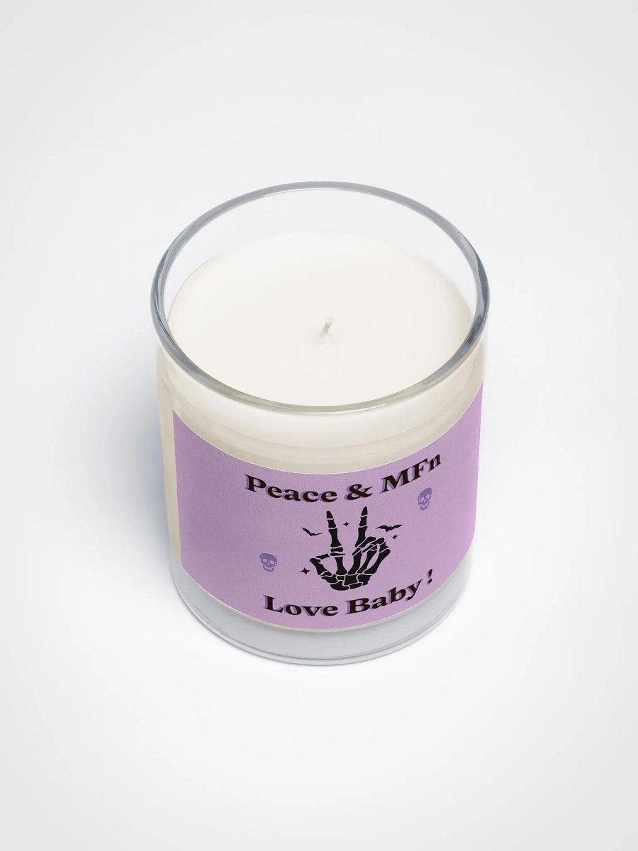 ''Peace & MF'n Love Baby'' Soy Wax Candle In A Clear Glass Jar product image (2)