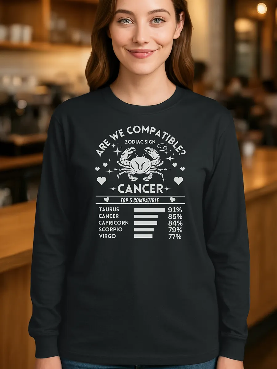 Cancer Zodiac Sign Romantic Compatibility - Gildan Ultra Cotton Unisex Long Sleeve T-Shirt - Dark Colors product image (1)