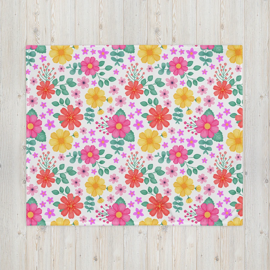 Vibrant Floral Blooms Pink Yellow Orange Blanket - White product image (5)