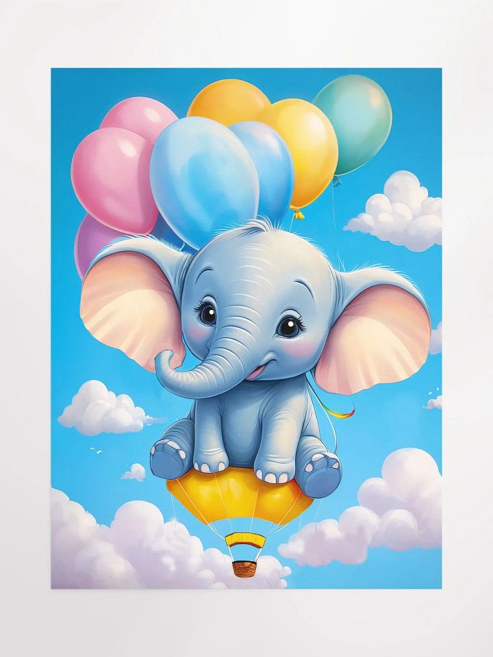 Cheerful Baby Elephant - Poster - Nursery-Kids Room - Medium Size 18x24 Inches product image (1)