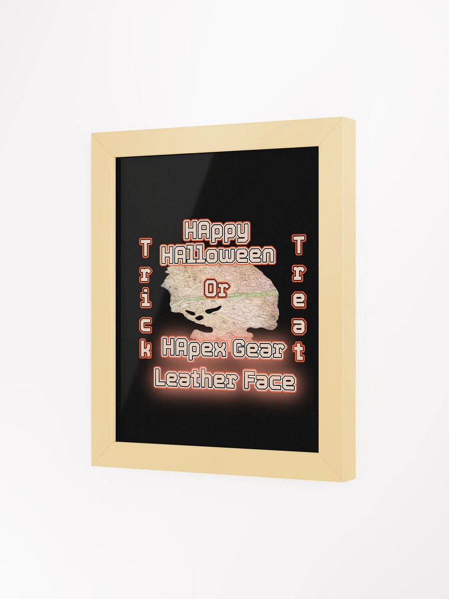 Framed High-Quality Matte Poster - Black - HAppy HAlloween Leather Face product image (3)
