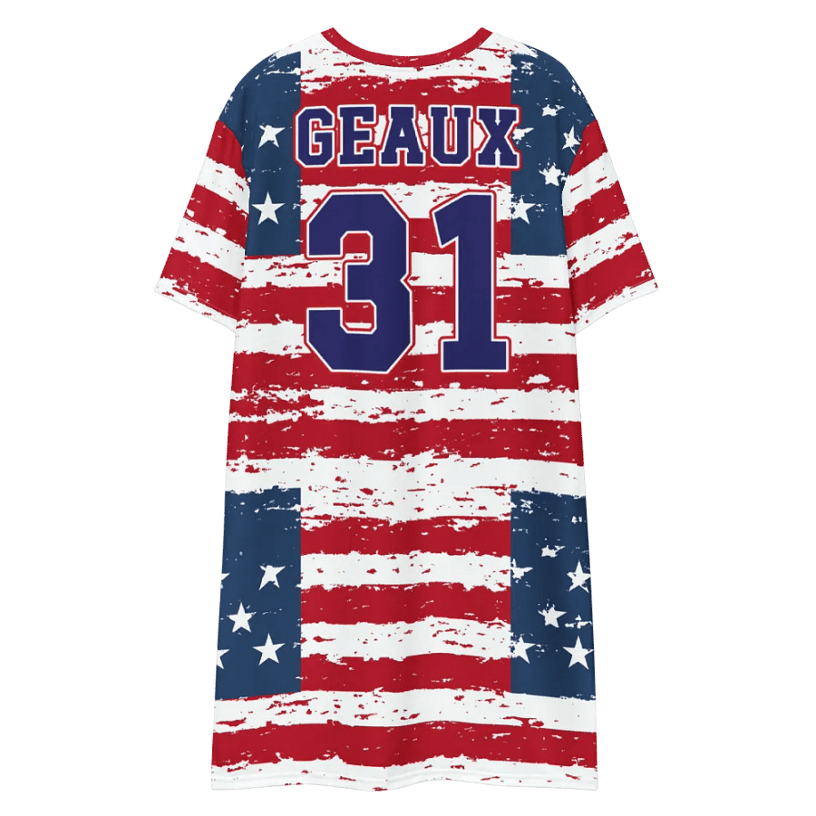 Geaux 31 (On Back) - Vintage Flag Pattern Patriots T-Shirt Dress product image (7)