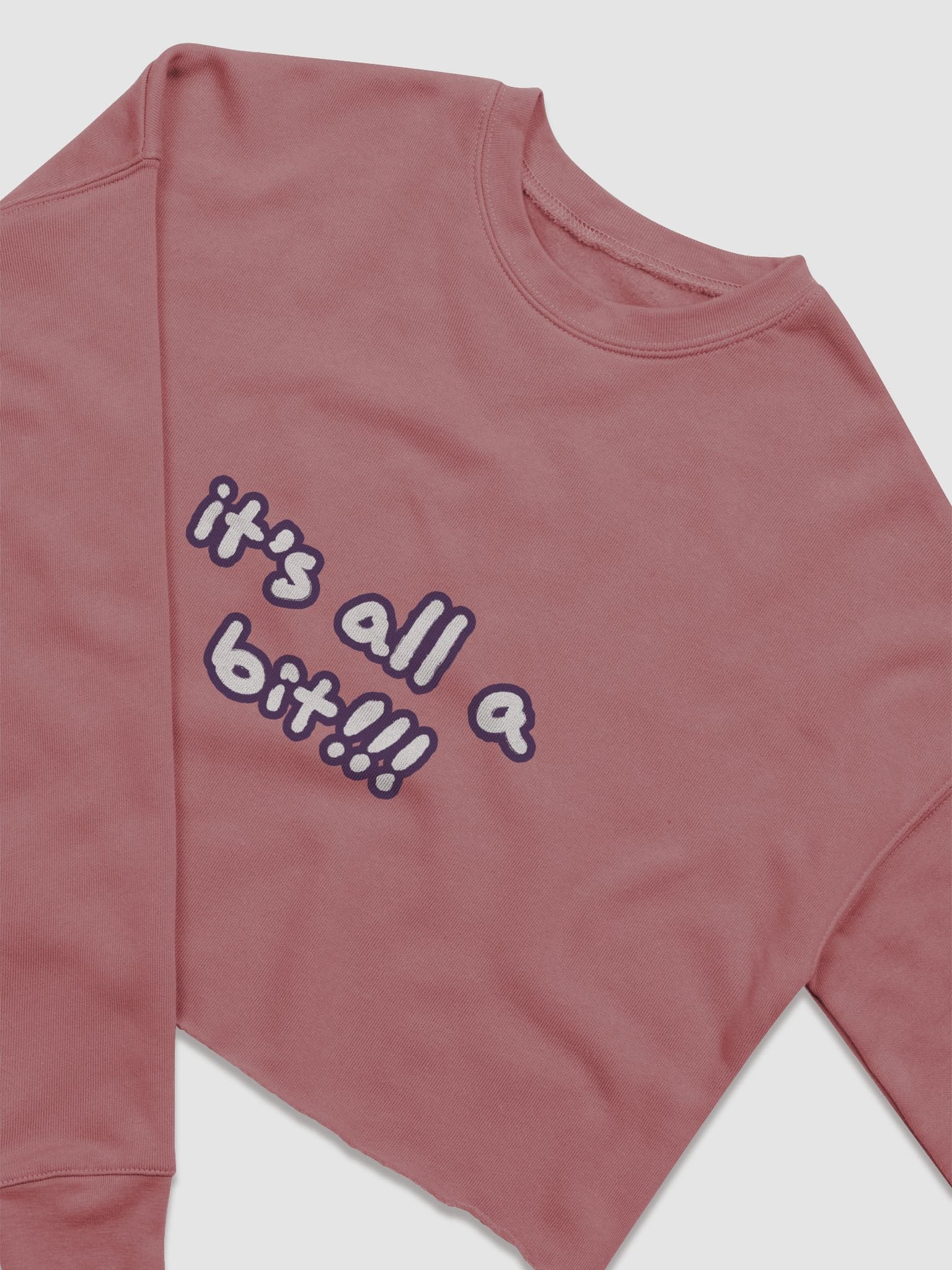 “It’s all a bit!!!” (sm. lined design, #432A54) Women's Fleece Crop Sweatshirt product image (25)