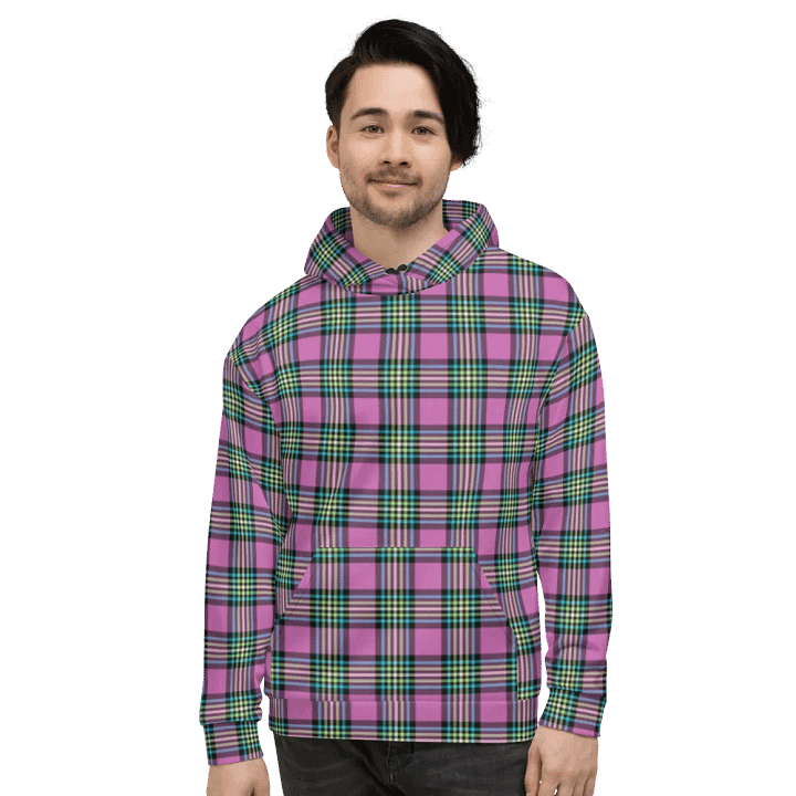 Purple Orchid and Turquoise Plaid Hoodie product image (2)
