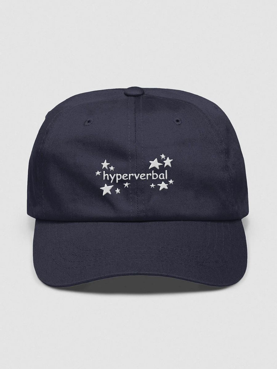 hyperverbal (comic sans with stars, white thread) embroidered dad hat product image (41)