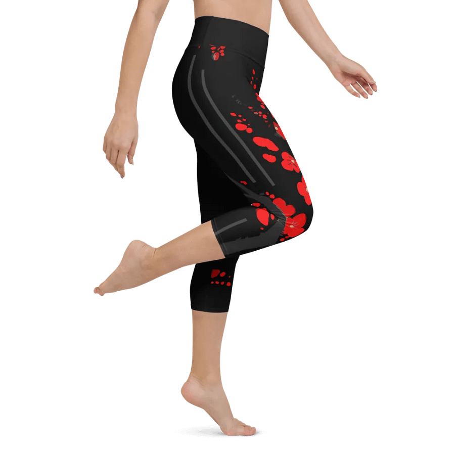 Sakura Blossom Burst - Yoga Print Leggings Black product image (10)