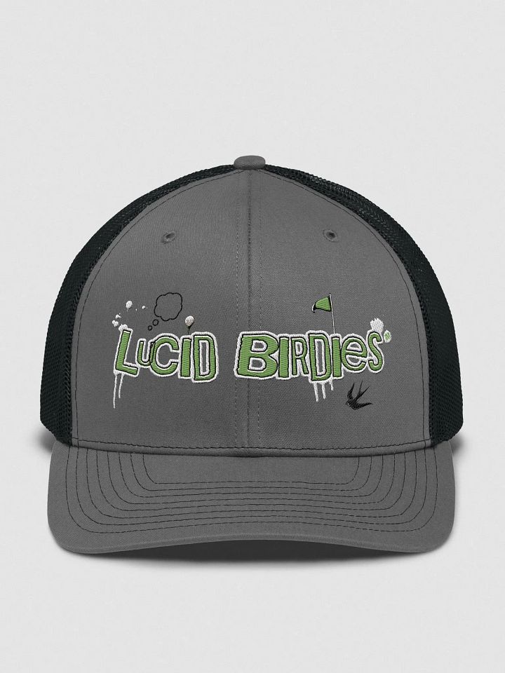 Lucid Birdies Streetwear Logo Trucker Hat-Charcoal-Black mesh product image (1)