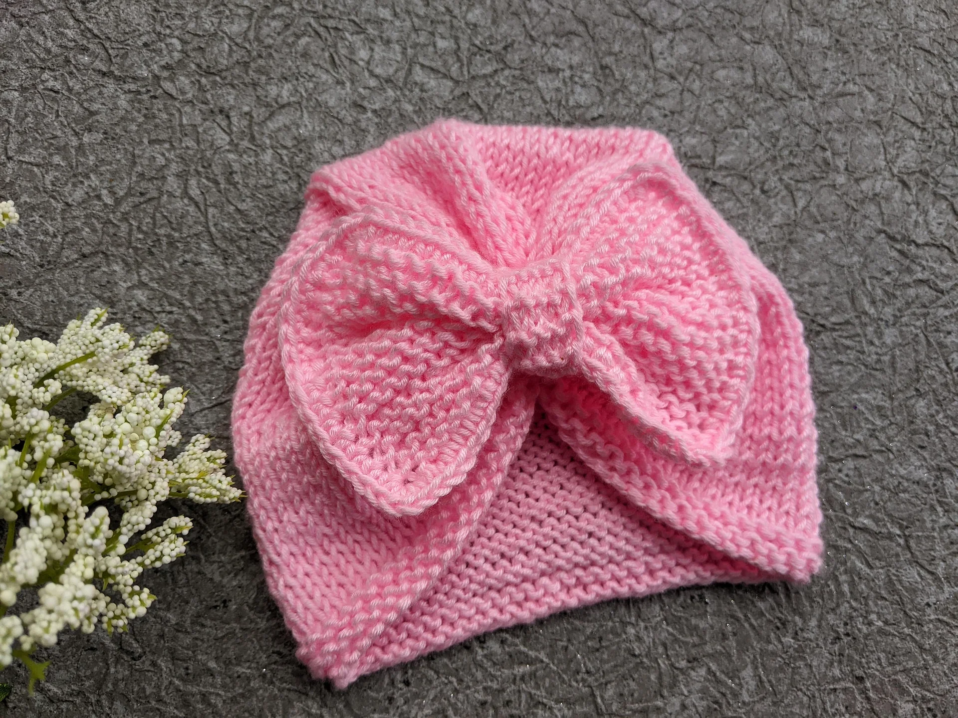 Baby Knit Turban Hat with Bow Pattern product image (3)
