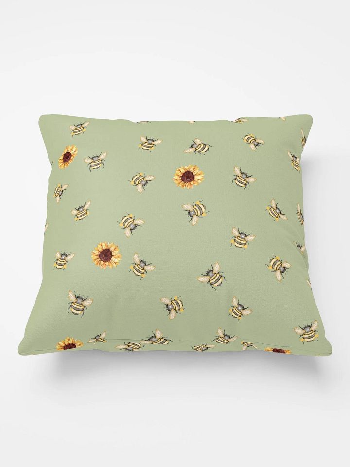 COTTAGE SUMMER SUNFLOWER HONEYBEE GREEN - Basic Pillow product image (2)