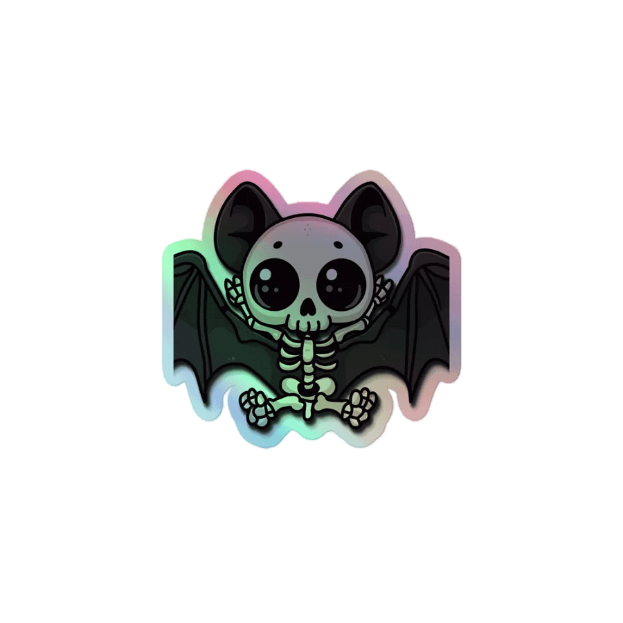 Whimsical Bat Skeleton Holographic Sticker Sheet product image (1)