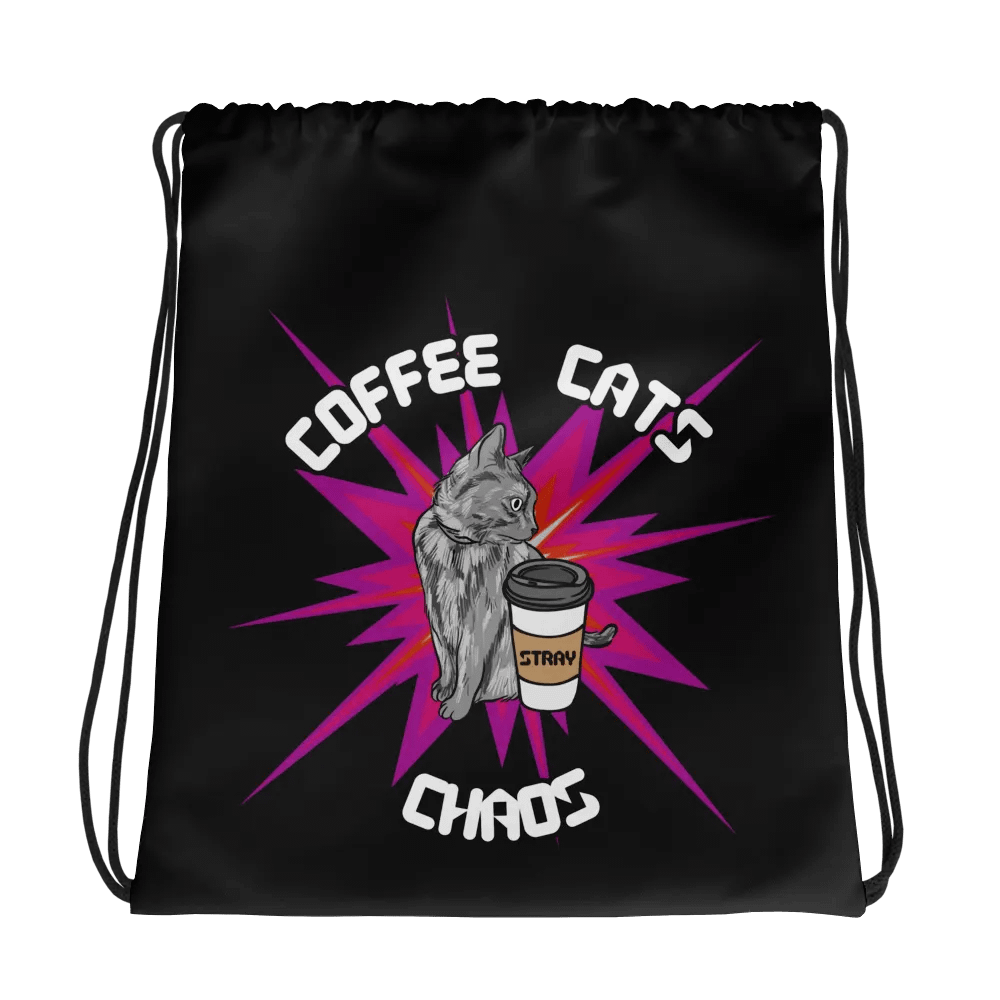Coffee, Cats, Chaos Drawstring Bag product image (1)