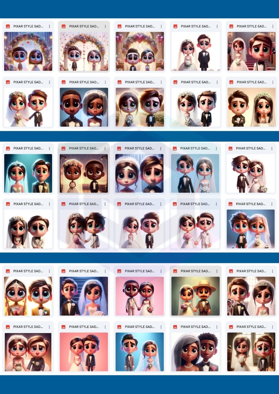 100 PIXAR STYLE SAD WEDDING COUPLE IMAGES BUNDLE product image (3)