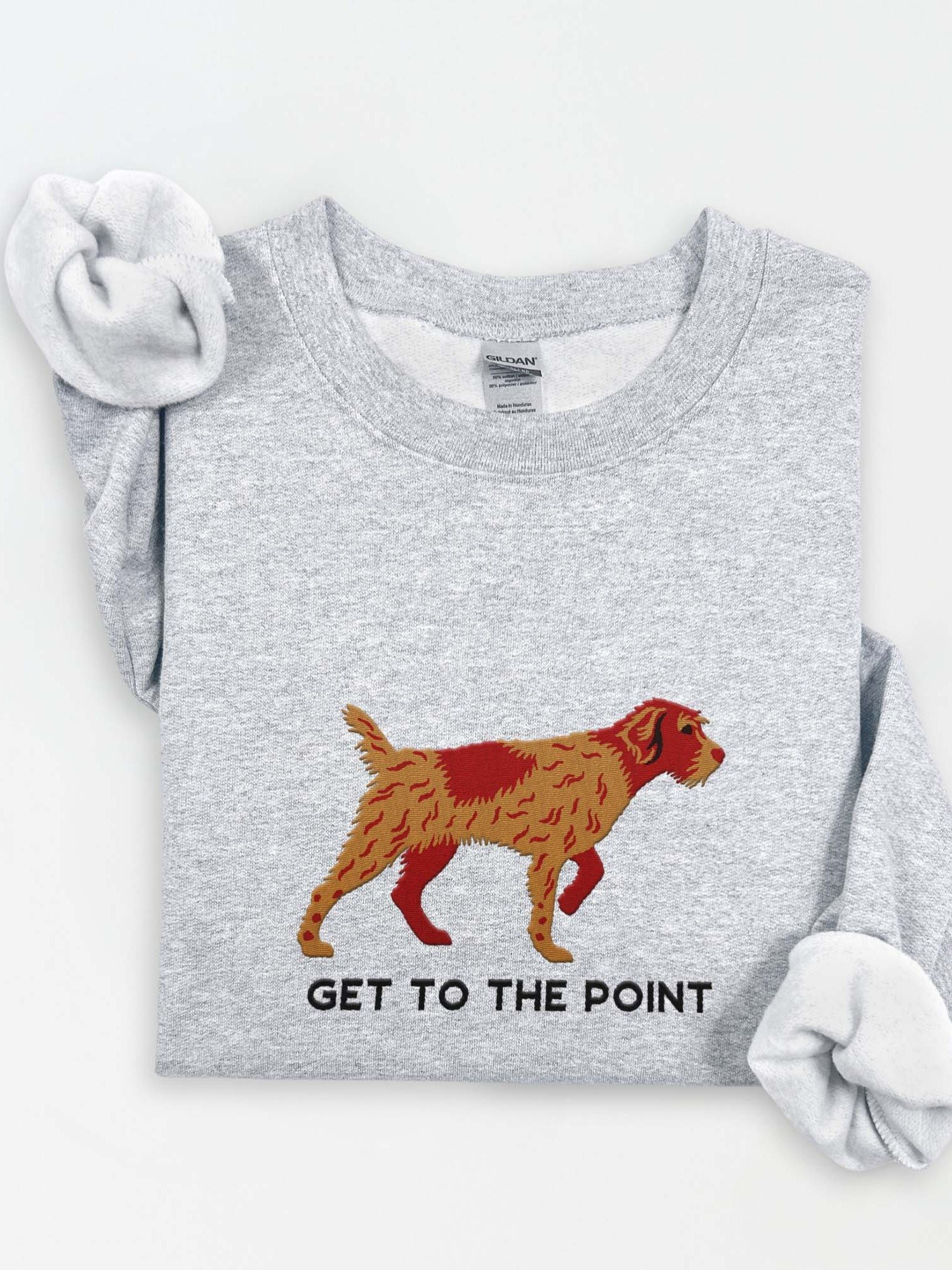 Get to the Point Sweatshirt (Embroidered) of a Wirehaired Pointing Griffon(Chestnut) product image (1)