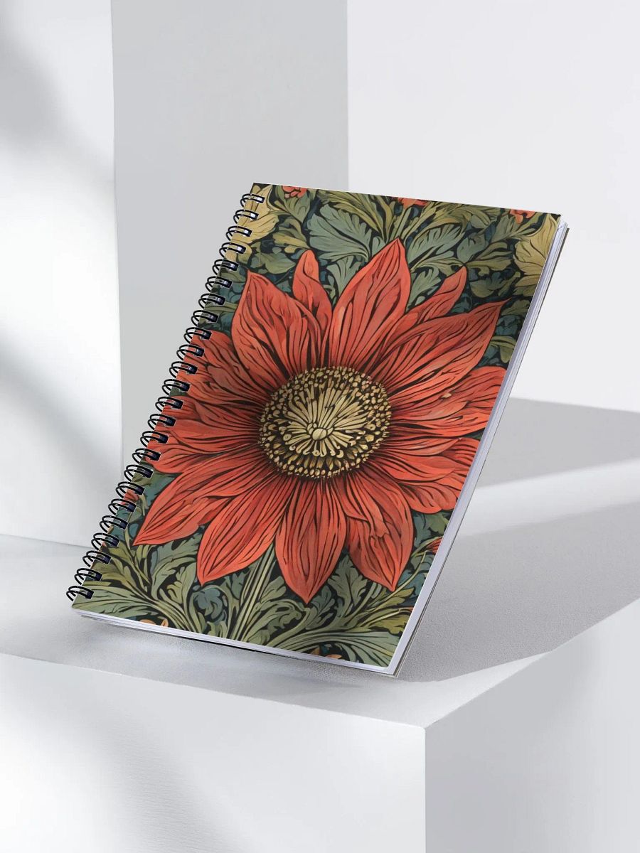 Spiral Notepad William Morris Inspired Red Flower product image (3)