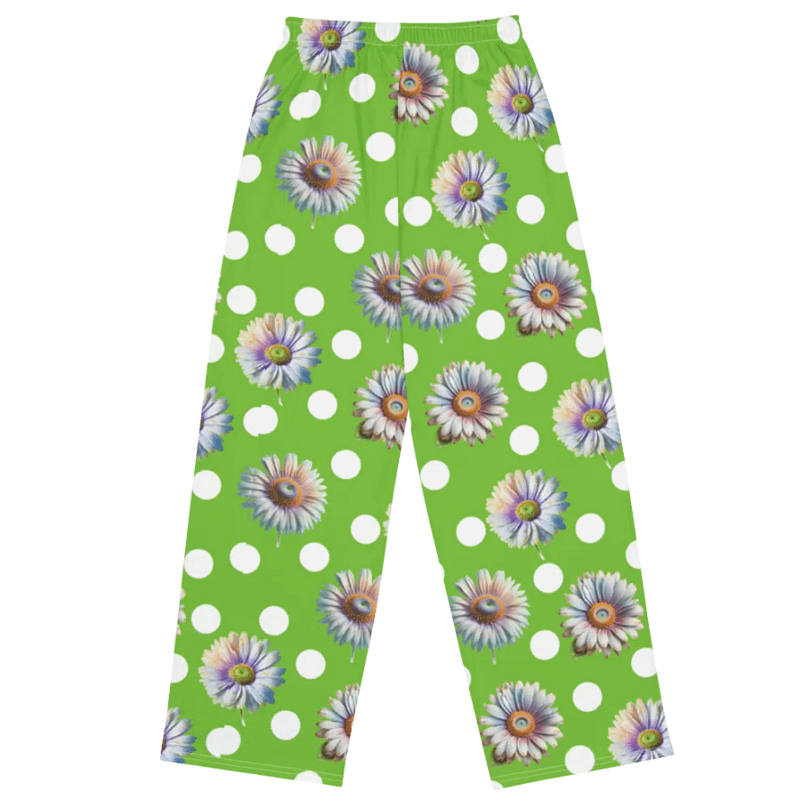 Lime Green Daisy & Dots Wide Leg Pants product image (3)