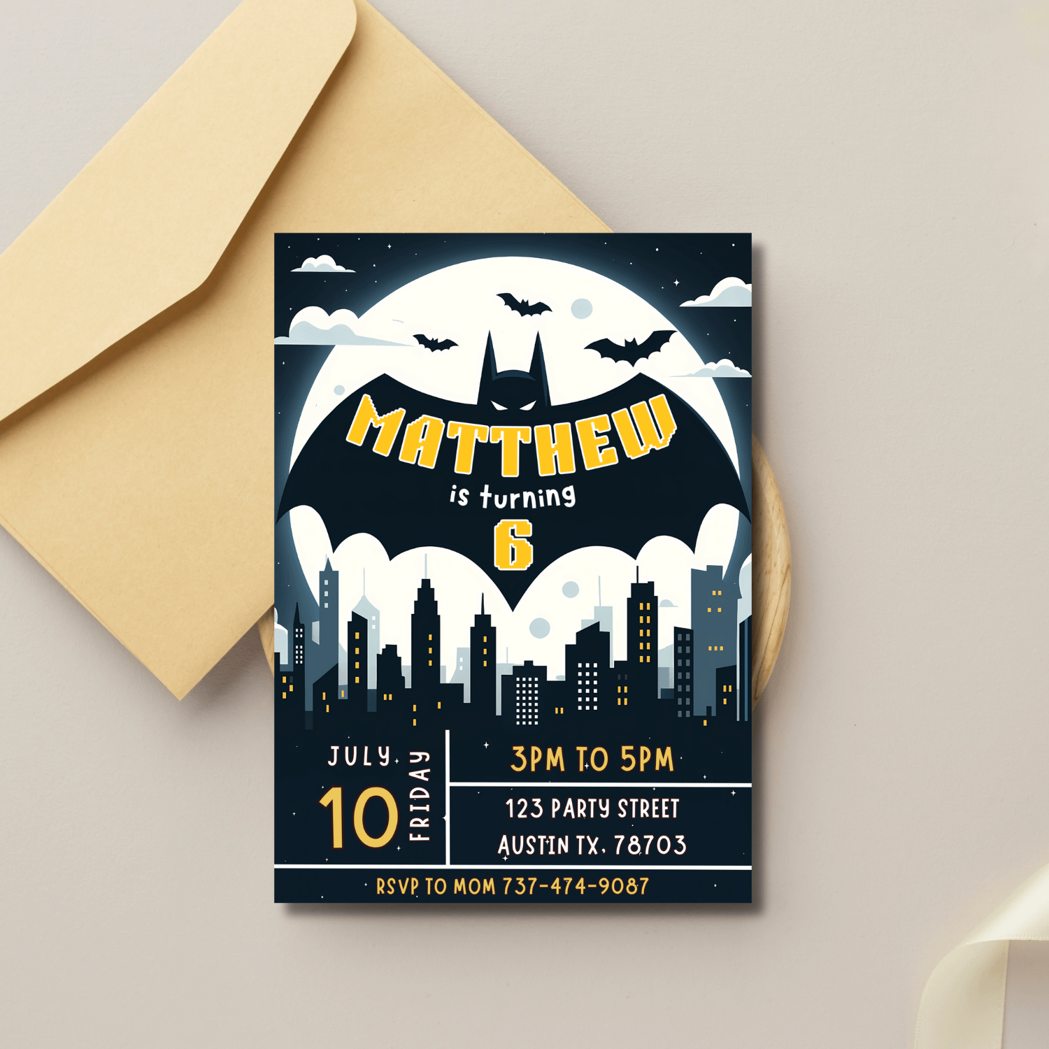 Batman Birthday Invitation | Superhero Party Invite | Editable Canva Template | Digital & Printable Boy Birthday Invite product image (5)