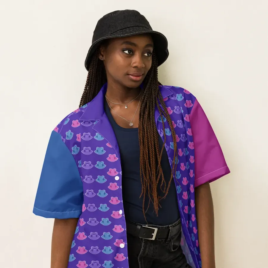 FROG TRIO COLOR BLOCK HAWAIIAN SHIRT product image (6)