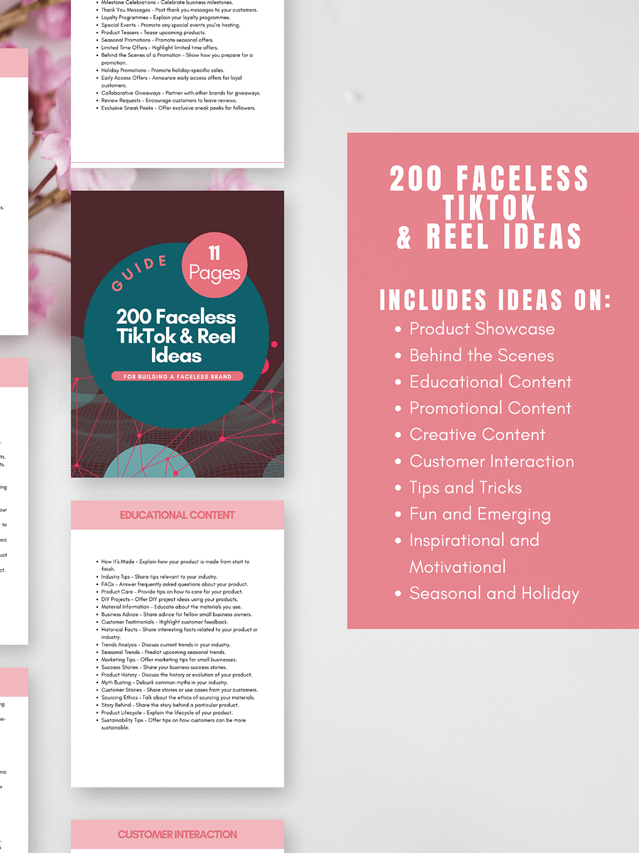 200 Faceless TikTok & Reel Ideas for Business guide product image (4)