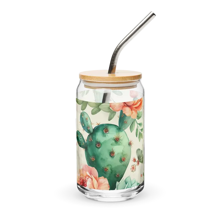 Succulent Serenity Glass Can Sipper product image (1)