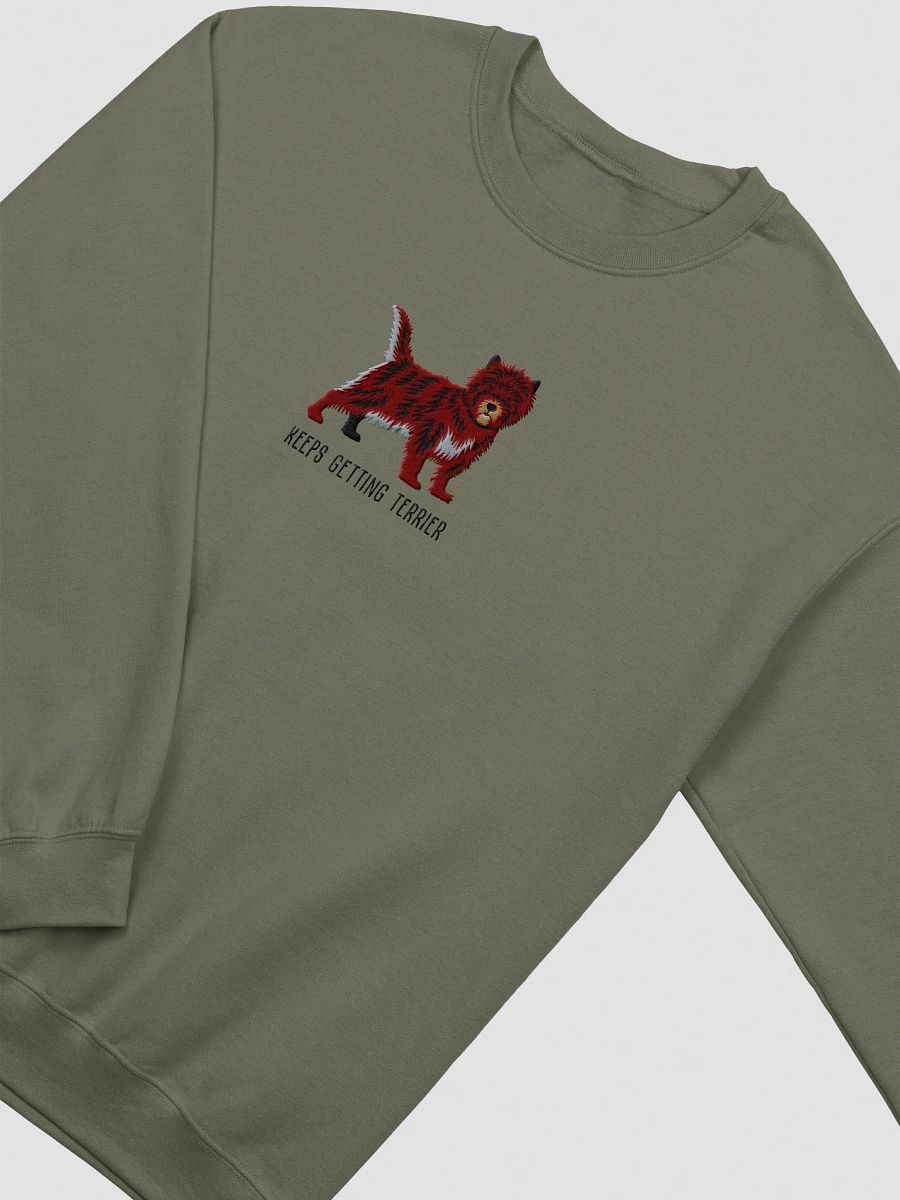 Keeps Getting Terrier Sweatshirt (Embroidered) of a Cairn Terrier(Chocolate Brindle) product image (9)