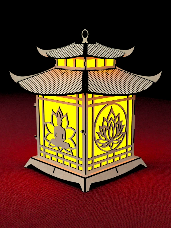 Pagoda Lantern Light Laser Cut File Download SVG, DXF, AI product image (1)