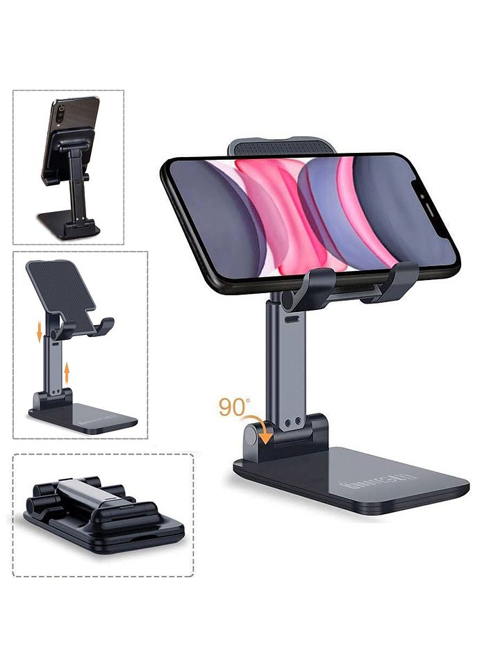 Mobile Holder Stand Adjustable and Foldable for Phones ( Black ) Pack of 1 product image (1)