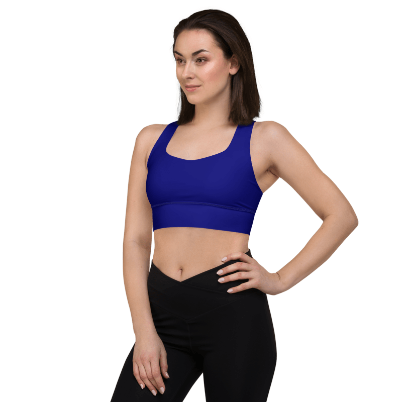 Plain Color Navy Blue Longline Sports Bra product image (3)