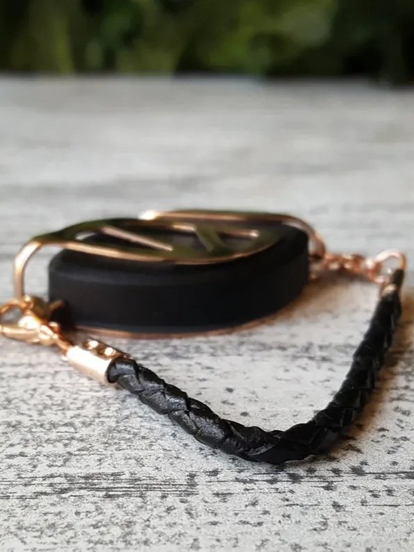 Black Leather Bolo Bracelet | Handmade Accessory for Bellabeat Leaf Urban & Ivy product image (1)