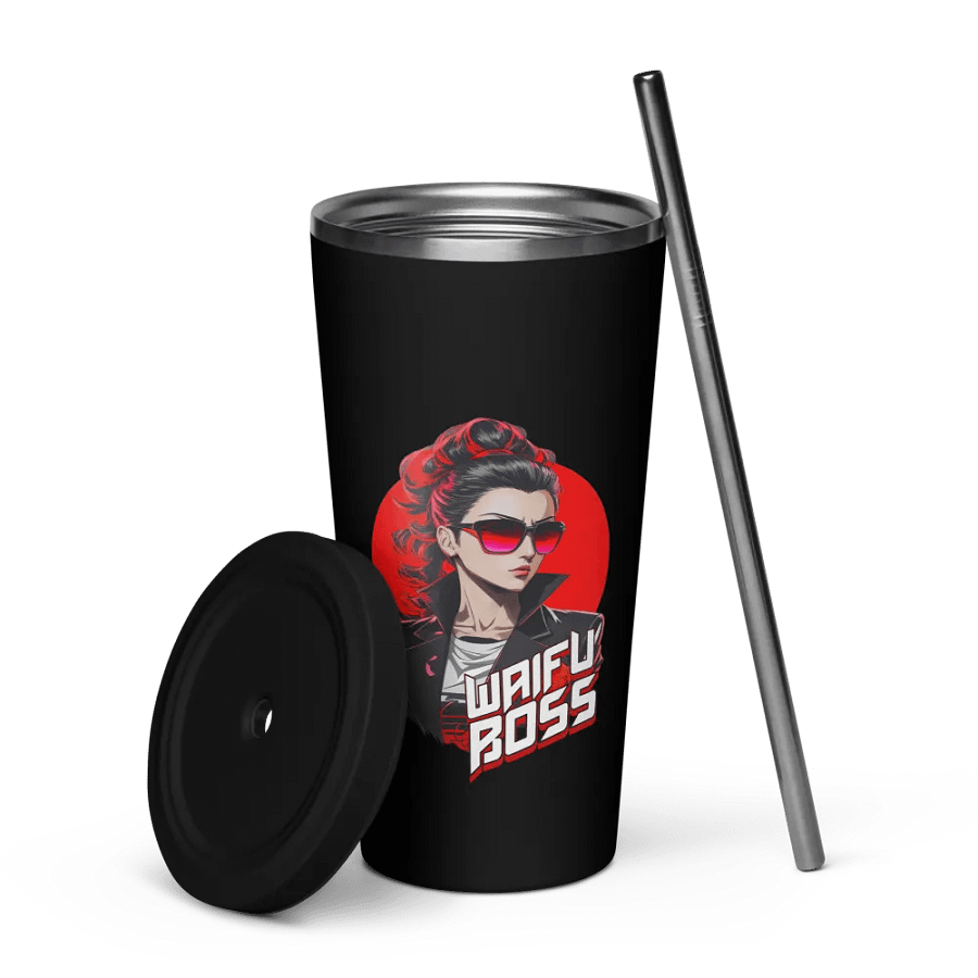 Waifu Boss 20 oz Tumbler Cup - Black - Insulated Tumbler with a Straw v2 product image (7)