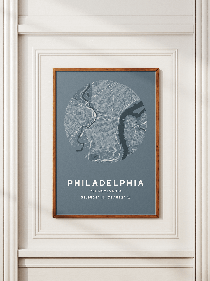 Philadelphia Street Map Poster – Blue Minimalist Circular City Art product image (2)
