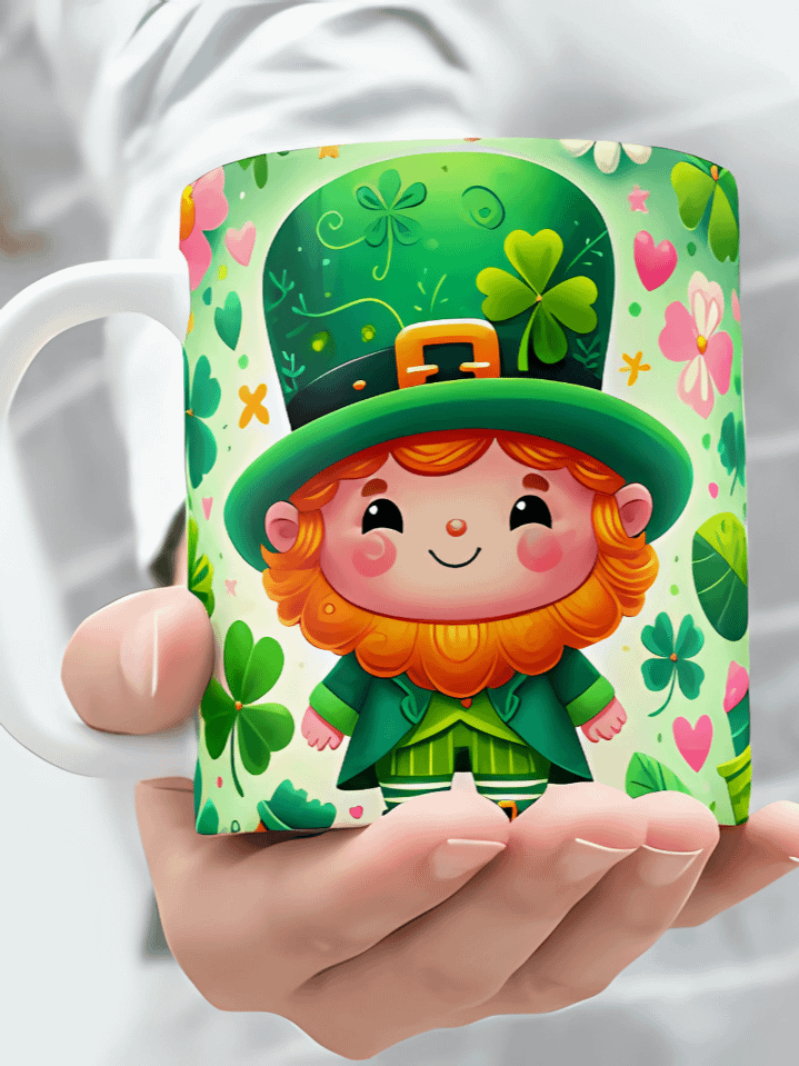 St. Patrick’s Day Gnome Mug Wrap – 300 DPI PNG sublimation design for 11 oz and 15 oz mugs product image (1)