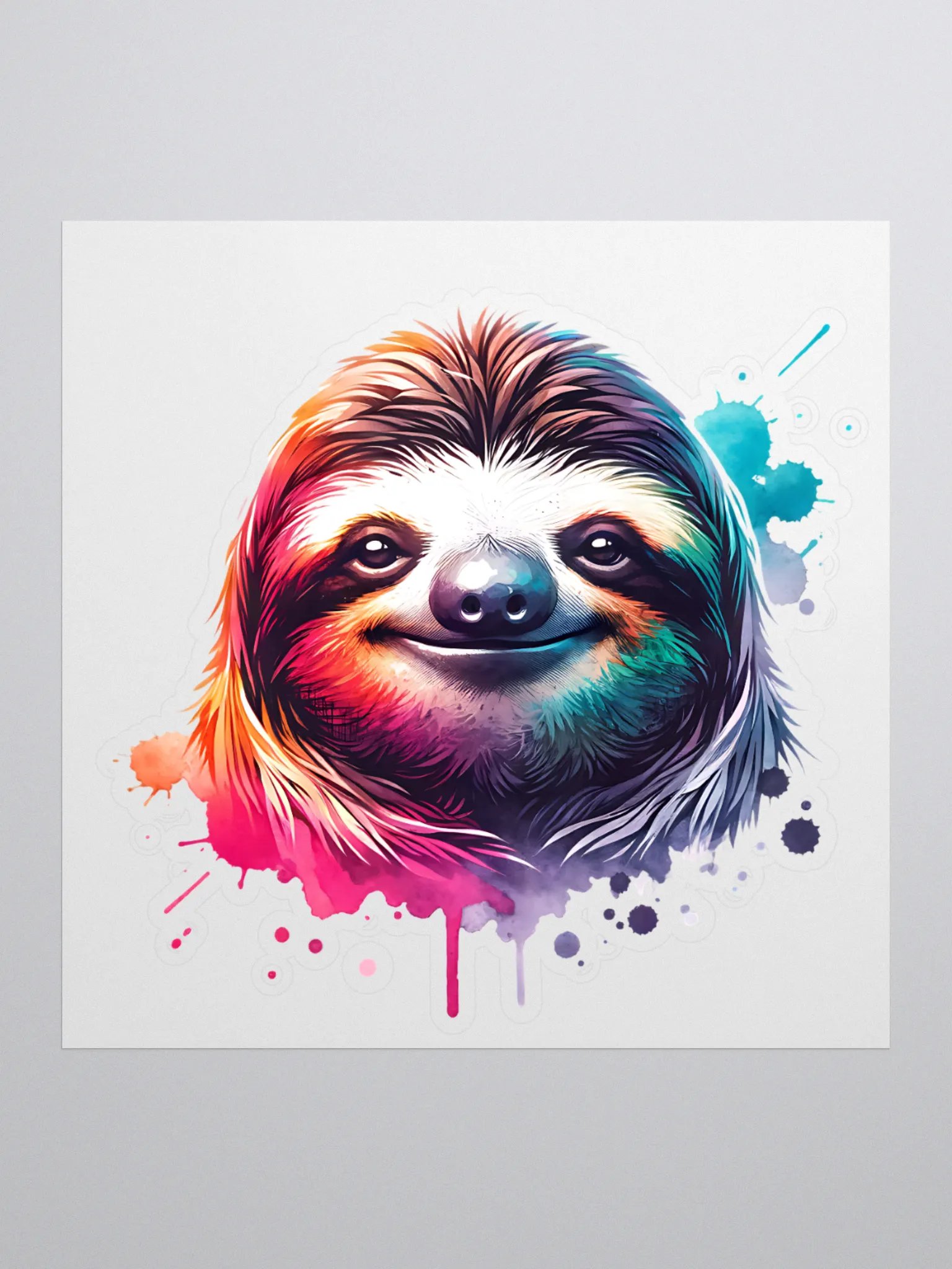 Watercolor Sloth Kiss Cut Sticker product image (1)