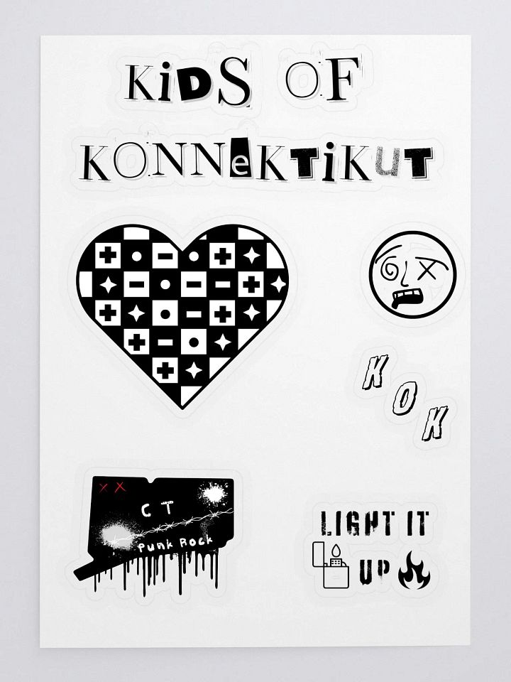 Kids of Konnektikut Sticker Sheet (Black and White) product image (1)