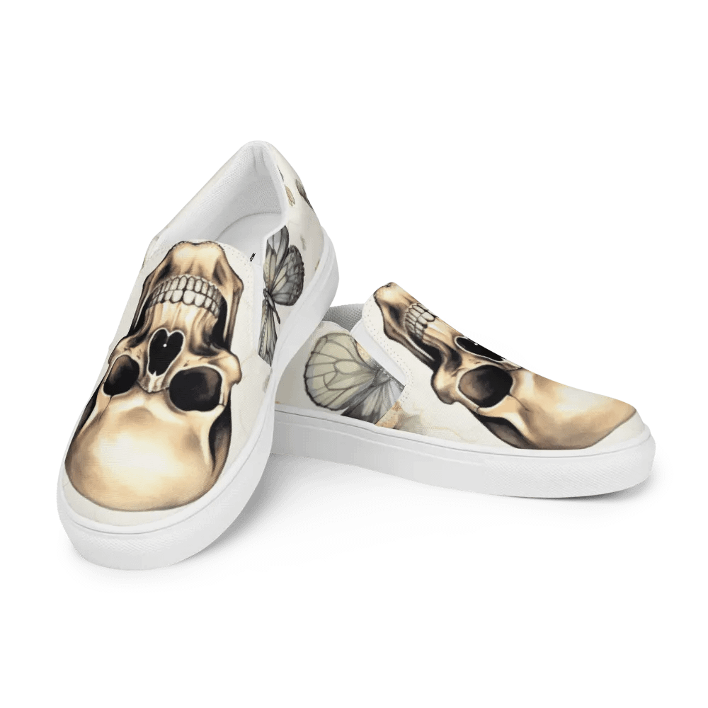 Women's Slip-On Canvas Shoes 💀 Vintage Vibe Skulls product image (8)