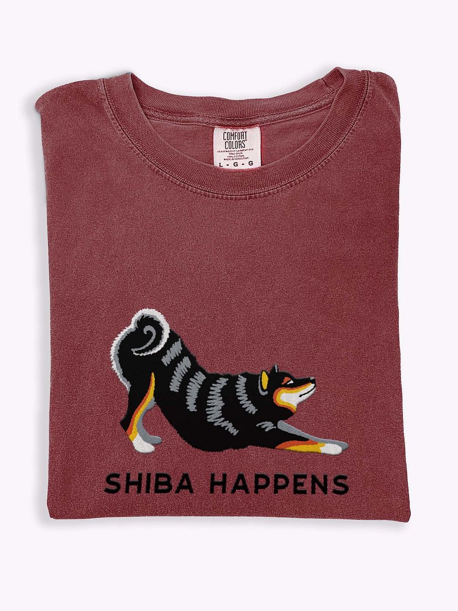 Shiba Happens T-Shirt(Embroidered) of a Shiba Inu(Tricolor) product image (1)