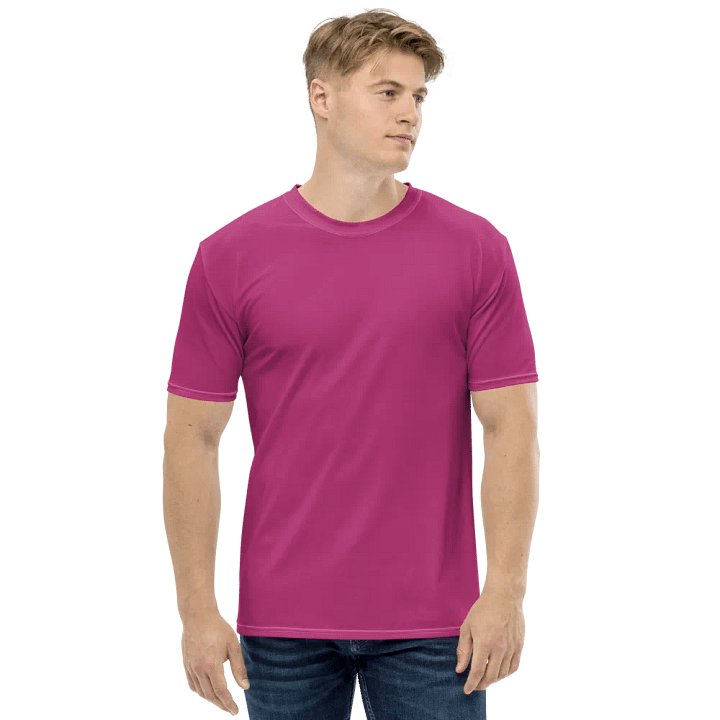 Plain Medium Plum Pink Light Summer Men's Crewneck Polyester Heavyweight Premium T-Shirt by Treasure Pie product image (1)