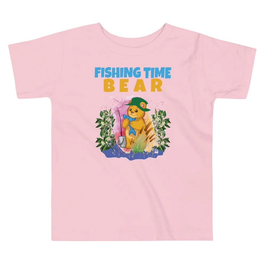 Bear Fishing Time Cute Colorful Funny Bella + Canvas Toddler T-Shirt – Funny Shirt & Gift for Kids product image (5)