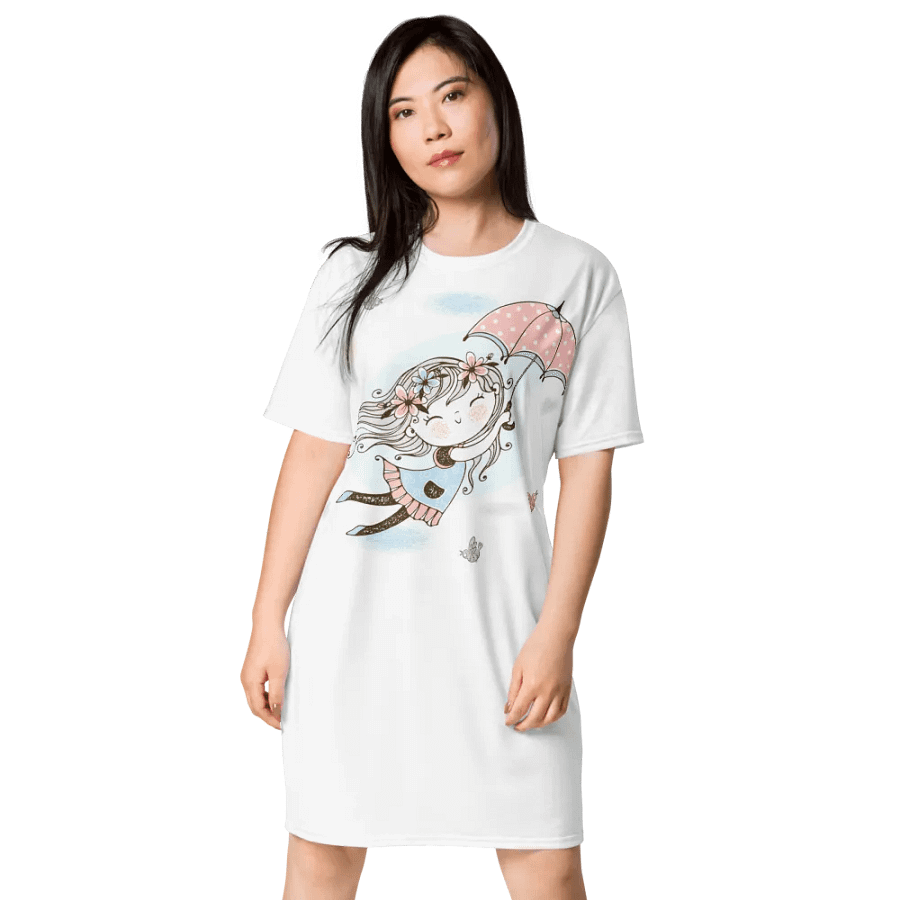 'Fly Away Girlie' White T-Shirt Dress product image (1)