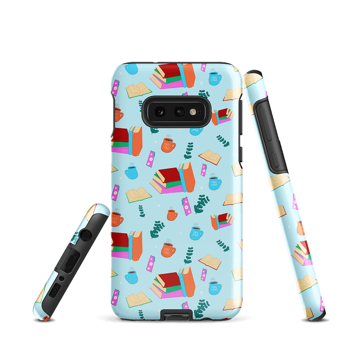Cozy Book Lovers Pattern- Blue Background Samsung® Tough Case product image (1)