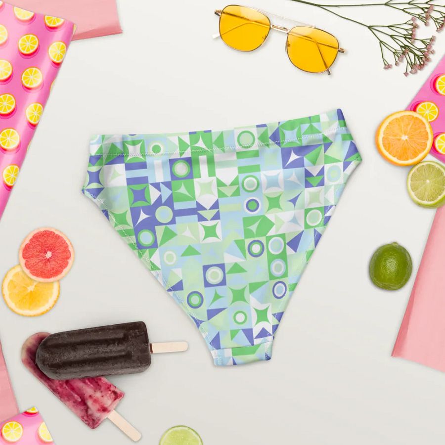 Colorful vector Pattern Design High Waisted Bikini Bottom - v13 product image (4)