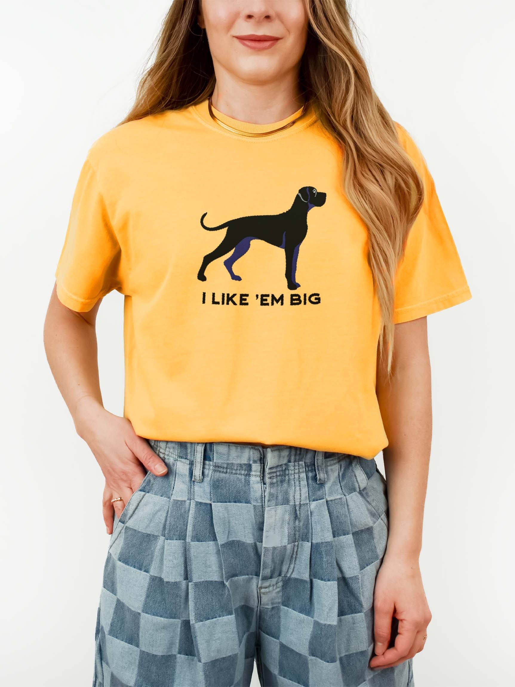 I Like 'Em Big T-Shirt(Embroidered) of a Great Dane(Black) product image (2)