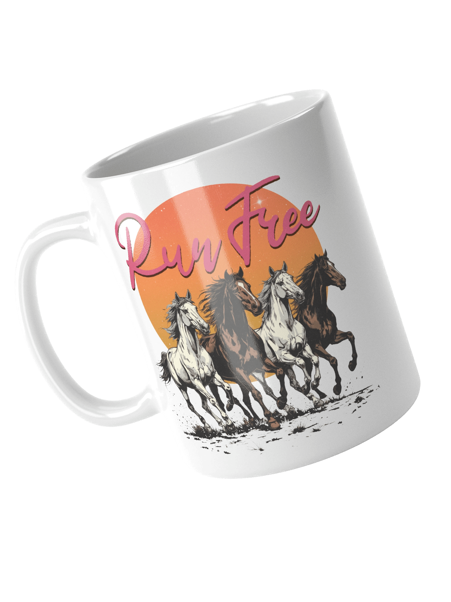 The "Run Free" Retro Horses Mug product image (1)