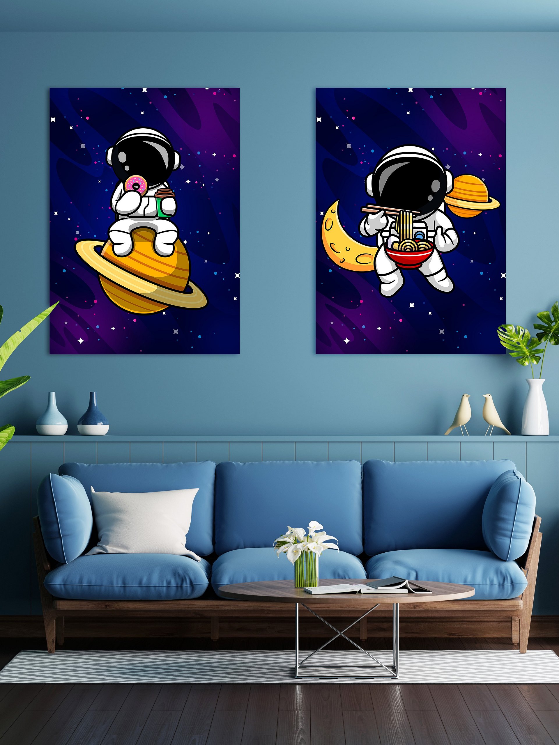Astronaut & Donut — space poster, synthwave space, neon space, aesthetic poster product image (2)
