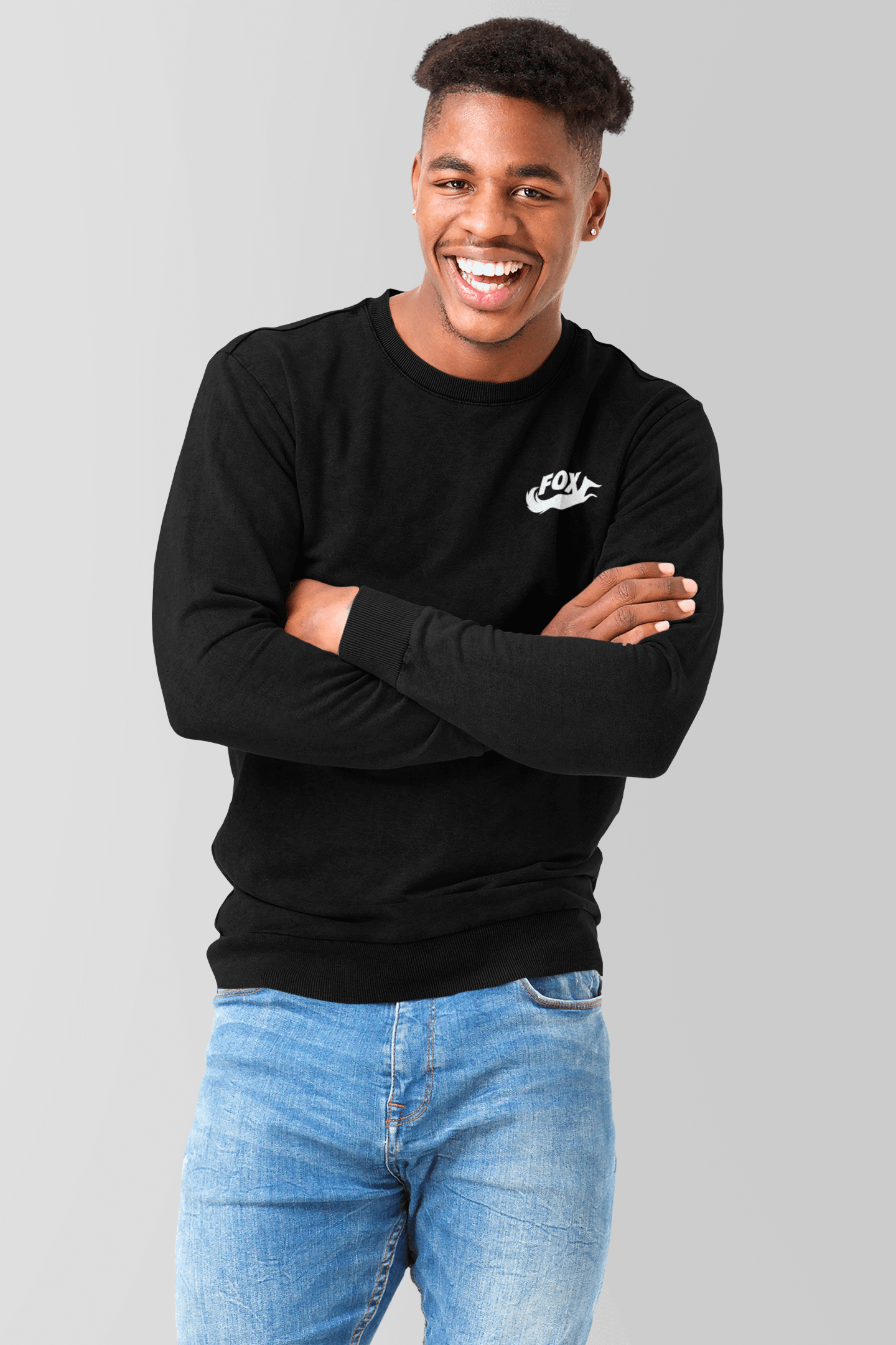 Fox Swoosh Stitched Sweater Black product image (1)