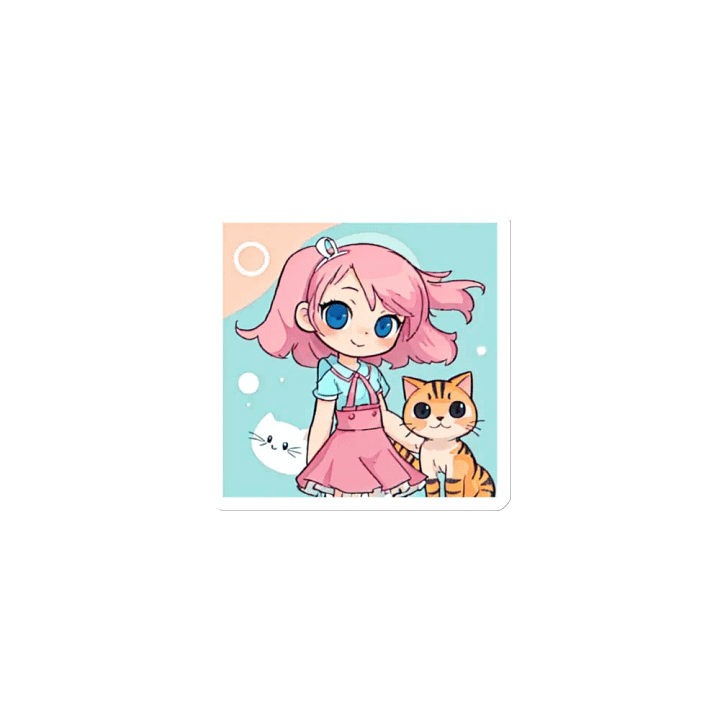 Kawaii Cat and Girl Die-Cut Magnets product image (2)