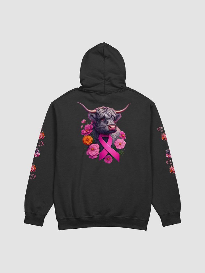 Highland Cow Floral Bliss Breast Cancer Awareness Hoodie product image (2)