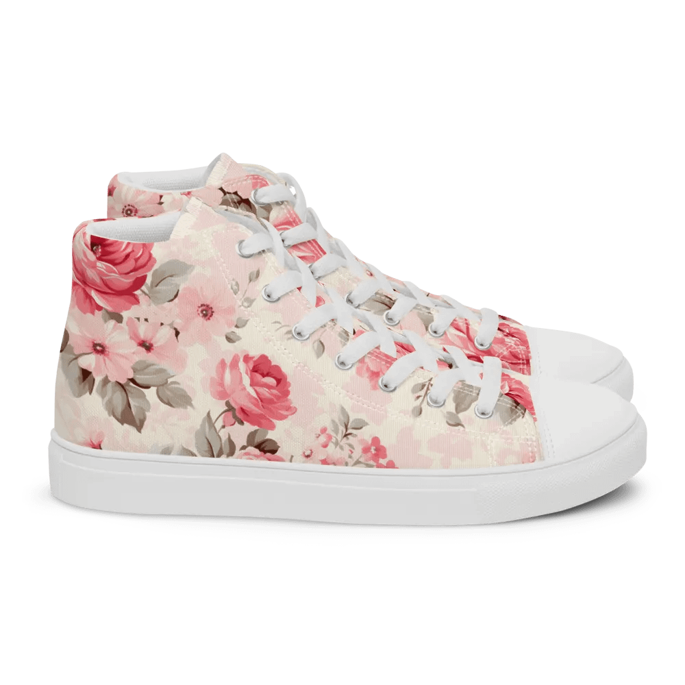 Women's Pink Floral High Top Canvas Shoes product image (10)
