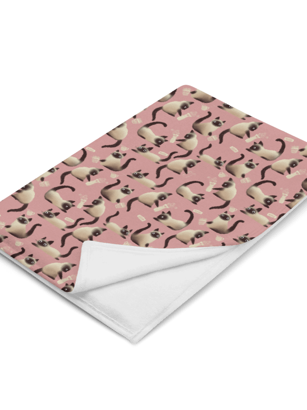 Bad Siamese Cats Knocking Stuff Over Throw Blanket, Pink product image (13)