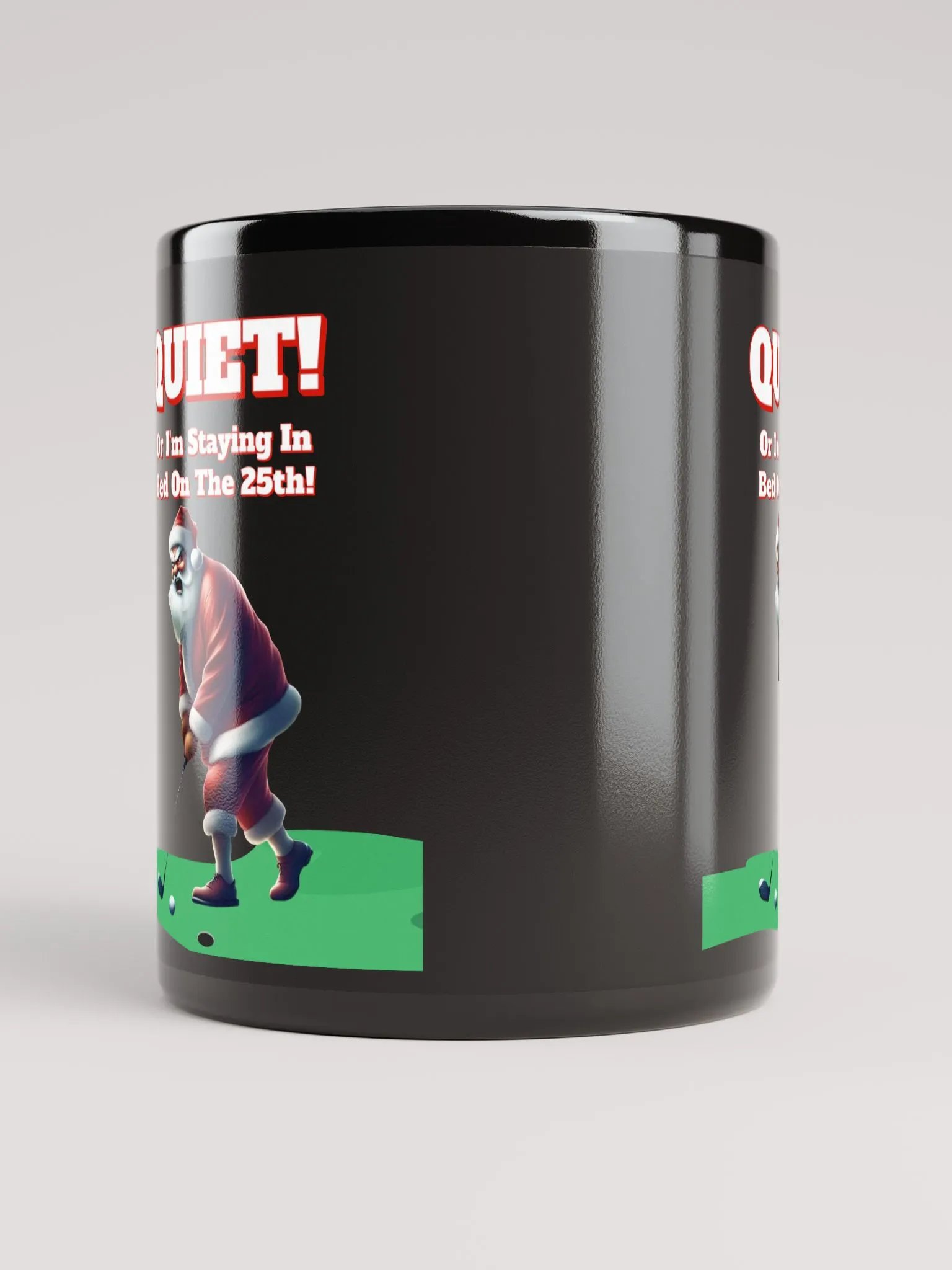 Quiet - Santa Claus Golfing Black Mug product image (9)