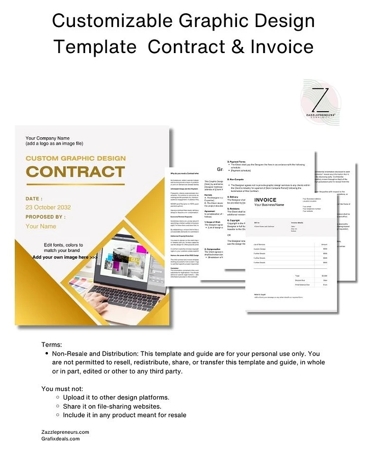 Customizable Graphic Designer Template Contract and Invoice Kit product image (1)